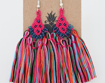 Handwoven Cascade Earrings – Colorful Macrame Jewelry, Unique Artisan Craft from Mexico