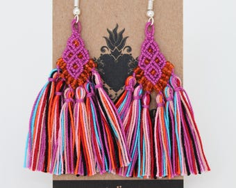 Handwoven Cascade Earrings – Colorful Macrame Jewelry, Unique Artisan Craft from Mexico