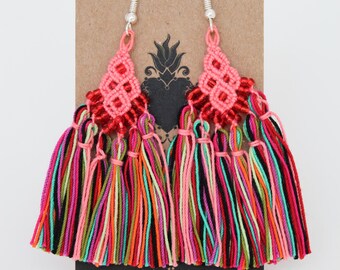 Handwoven Cascade Earrings – Colorful Macrame Jewelry, Unique Artisan Craft from Mexico