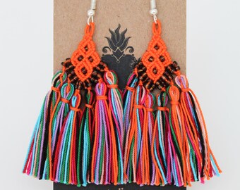 Handwoven Cascade Earrings – Colorful Macrame Jewelry, Unique Artisan Craft from Mexico