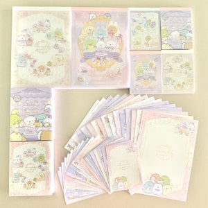 Paquete de muestra de hojas de notas con el amuleto de conejo misterioso de Sumikko Gurashi de San-X de febrero de 2024.