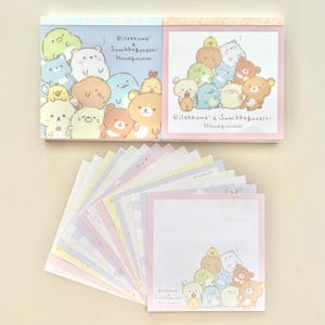 San-X Rilakkuma and Sumikko Gurashi “Honya Gurumies” 2022 Series Loose Square Memo Sheets Sampler Pack.