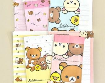 San-X août 2017 Lot d'échantillons de lettres Rilakkuma « Une vie heureuse avec Rilakkuma » - 8 feuilles, 4 enveloppes.