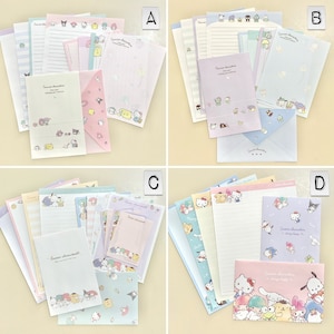 Paquete de muestra de letras Kawaii de personajes de Sanrio 2021: Cinnamoroll, Hello Kitty, My Melody, Pompompurin, Little Twin Stars, Pochacco y otros.