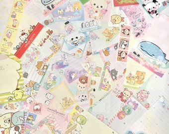 Paquete de muestra de 50 hojas sueltas grandes y pequeñas al azar, lindas hojas de notas kawaii.