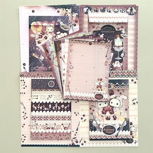 Paquete de muestra de cartas y hojas de notas Sentimental Circus “Late-Night Parfait and Stardust Tears Drained Cherries” de San-X para septiembre de 2024.