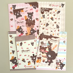 Paquete de muestra de cartas lindas Chocopa y Chocokuma de San-X de marzo de 2013: 8 hojas, 4 sobres.