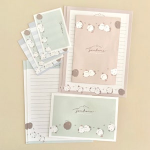 Paquete de muestra de cartas Qlia Cute Kawaii Bird Torikoro: 4 hojas, 2 sobres.