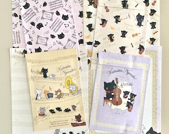 San-X oct. 2015 Kutusita Nyanko, lot de lettres « Concert de chats » - 8 feuilles, 4 enveloppes.
