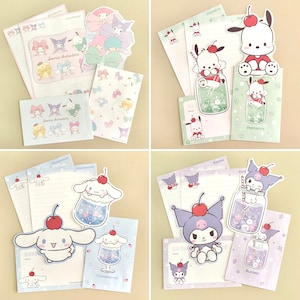 Personagens Sanrio 2023 Pochacco Cinnamoroll Kuromi My Melody Little Twin Stars Pompompurin Wish Me Mell Kawaii Cute Letter Set Sampler Pack.