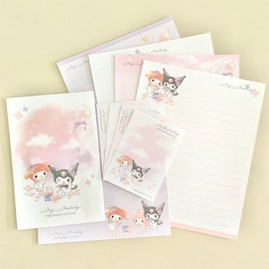 Paquete de muestra de hojas de notas y cartas kawaii de Sanrio x Kamio Cute Model My Melody y Kuromi.