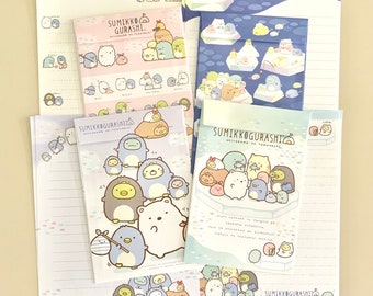 San-X Mai 2017 Sumikko Gurashi « L'ami de l'ours polaire » Lot d'échantillons de lettres - 8 feuilles, 4 enveloppes.