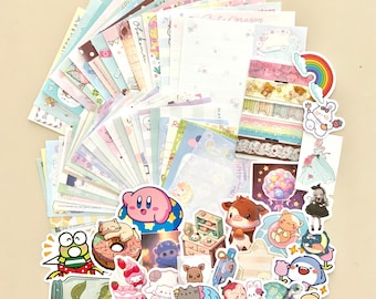 XL - XXXL Random/Mystery Cute Grab Bags - Washi Samples, Stickers and Large & Small Loose Memo Sheets.