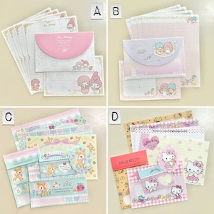 Paquete de muestra de letras lindas Kawaii de Sanrio My Melody Little Piano 2015 y Hello Kitty 2016.