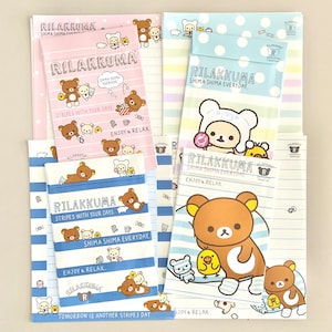 Paquete de muestra de cartas Rilakkuma “Stripes Everyday 1” de San-X de marzo de 2014: 8 hojas, 4 sobres.