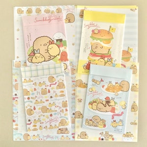 San-X abril de 2020 Sumikko Gurashi “Tonkatsu Agekko” Pacote de amostras de conjunto de cartas - 8 folhas, 4 envelopes.