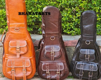 Personalized Leather Ukulele Case, Padded Gig Bag, Custom Uke Cover, Travel Carry, Musician Gift