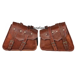 Leather Motorcycle Saddlebag Set: Motorbike Tool Pouch, Cycling Bags