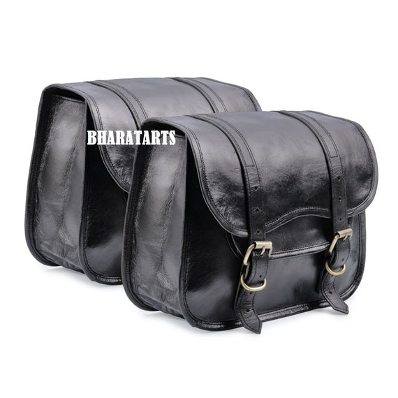 black leather panniers