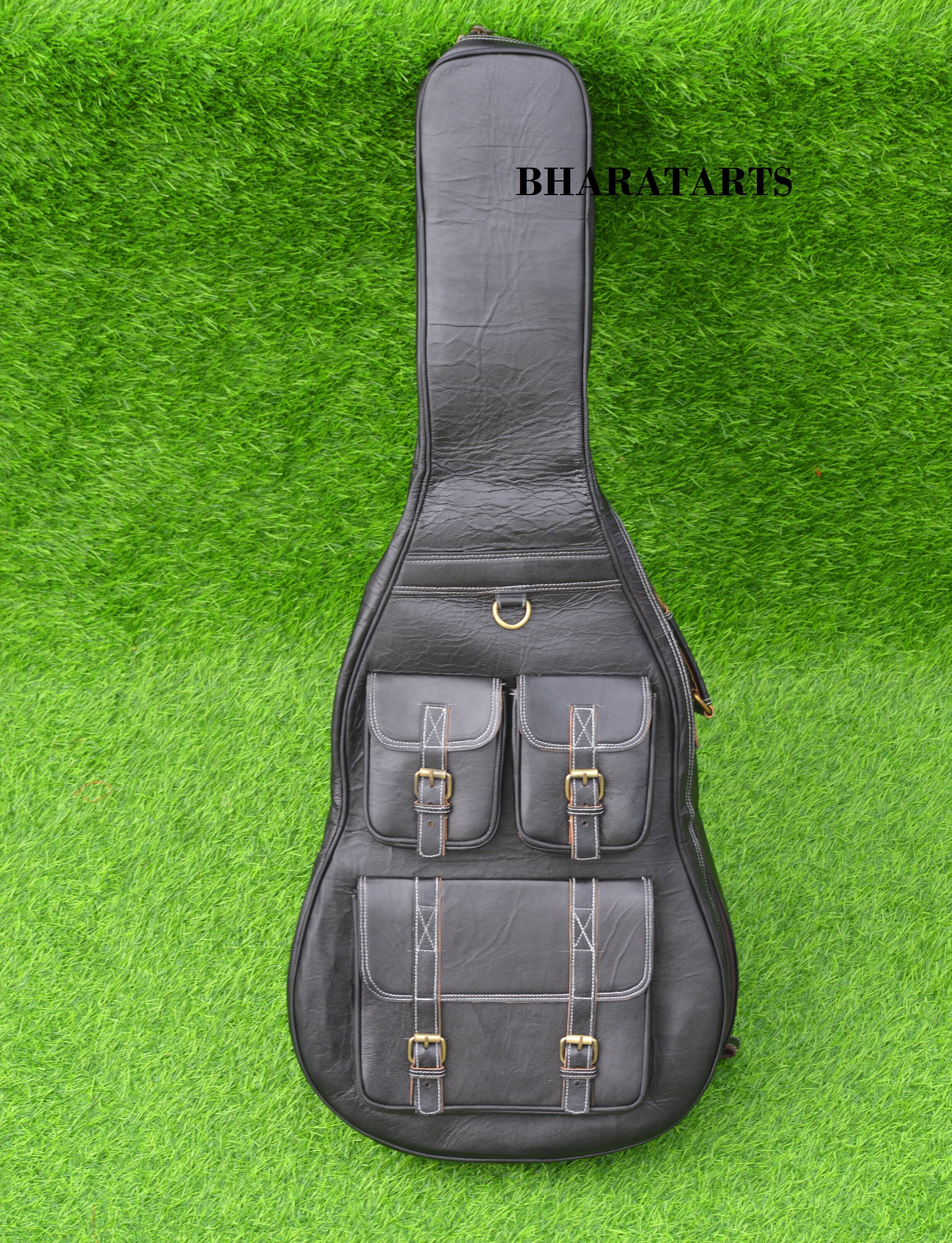 Leather Guitar Case Soft Case Guitar Bag Black Leather Case Etsy