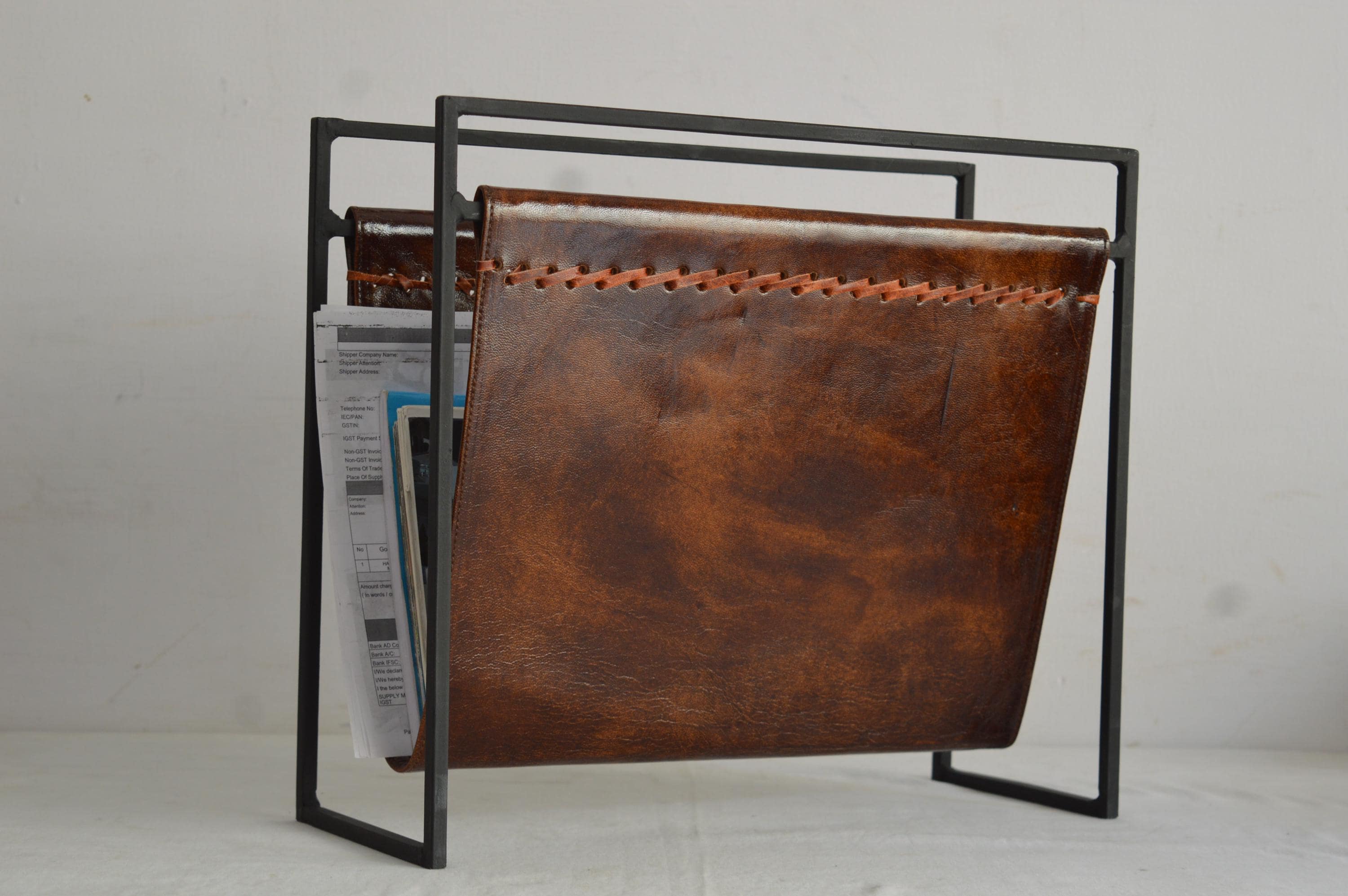 Leather Magazine Holder, Newspaper Holder, Magazine Rack, Vinyl Record Holder, Wall Mounted Magazine Rack, Books Organizer living room