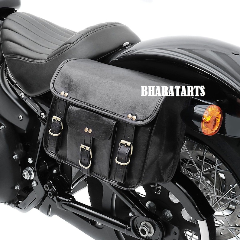 Personalized Motorcycle Saddlebags Saddle Panniers 2 Bags Side Pouch Brown Leather Handmade Pair