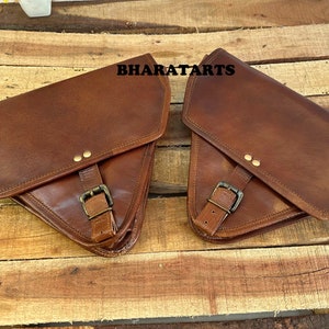 Cafe Racer Saddle Side Bags Luggage Bag Right side Genuine Leather Motorcycle