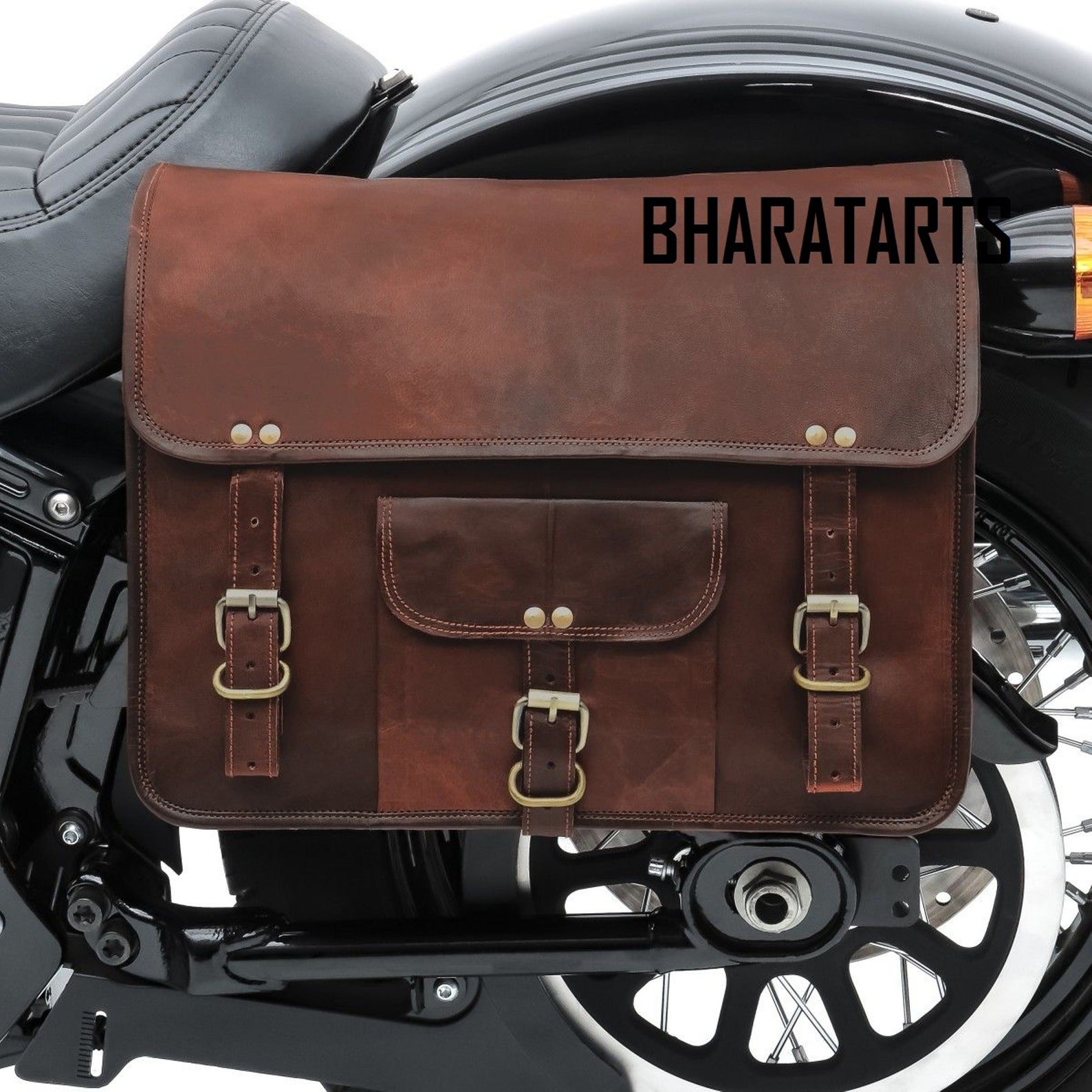 Leather Motorcycle Bags Saddle Bag Leather Bike Bag Set of 2 | Etsy