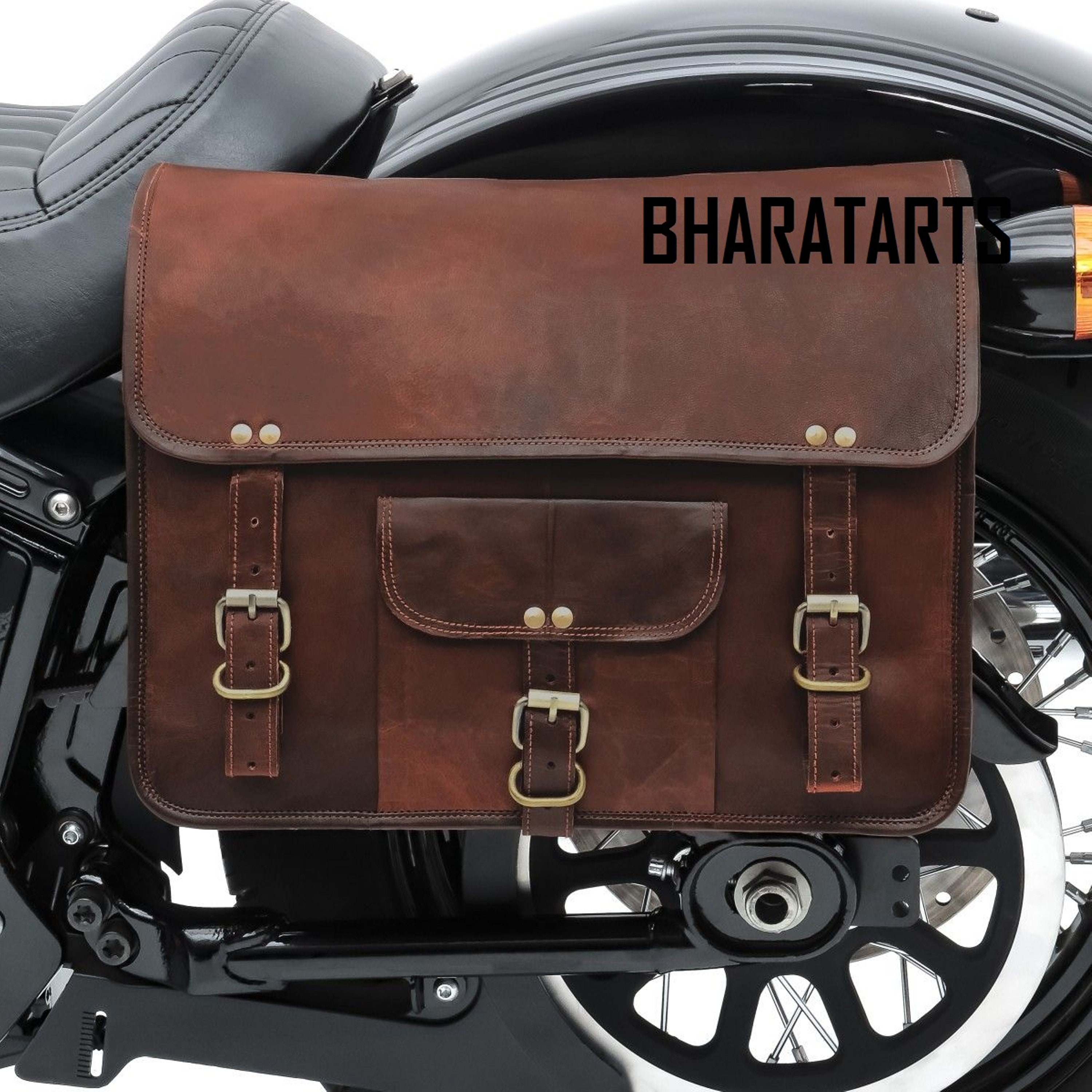 Leather Motorcycle Bags Saddle Bag Leather Bike Bag Set of 2 | Etsy