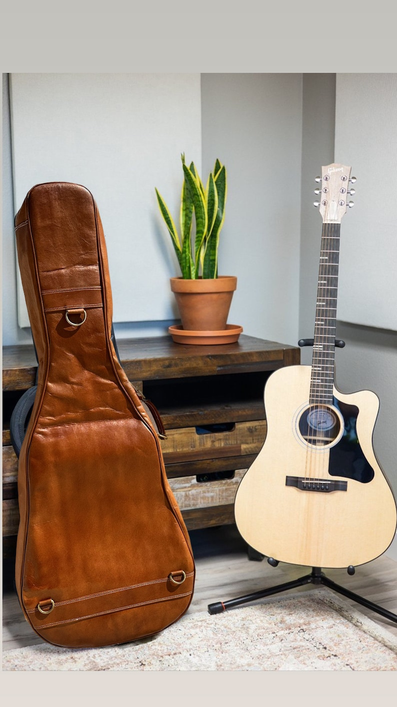 Leather Guitar Case Soft Case Guitar Bag Leather Case Etsy