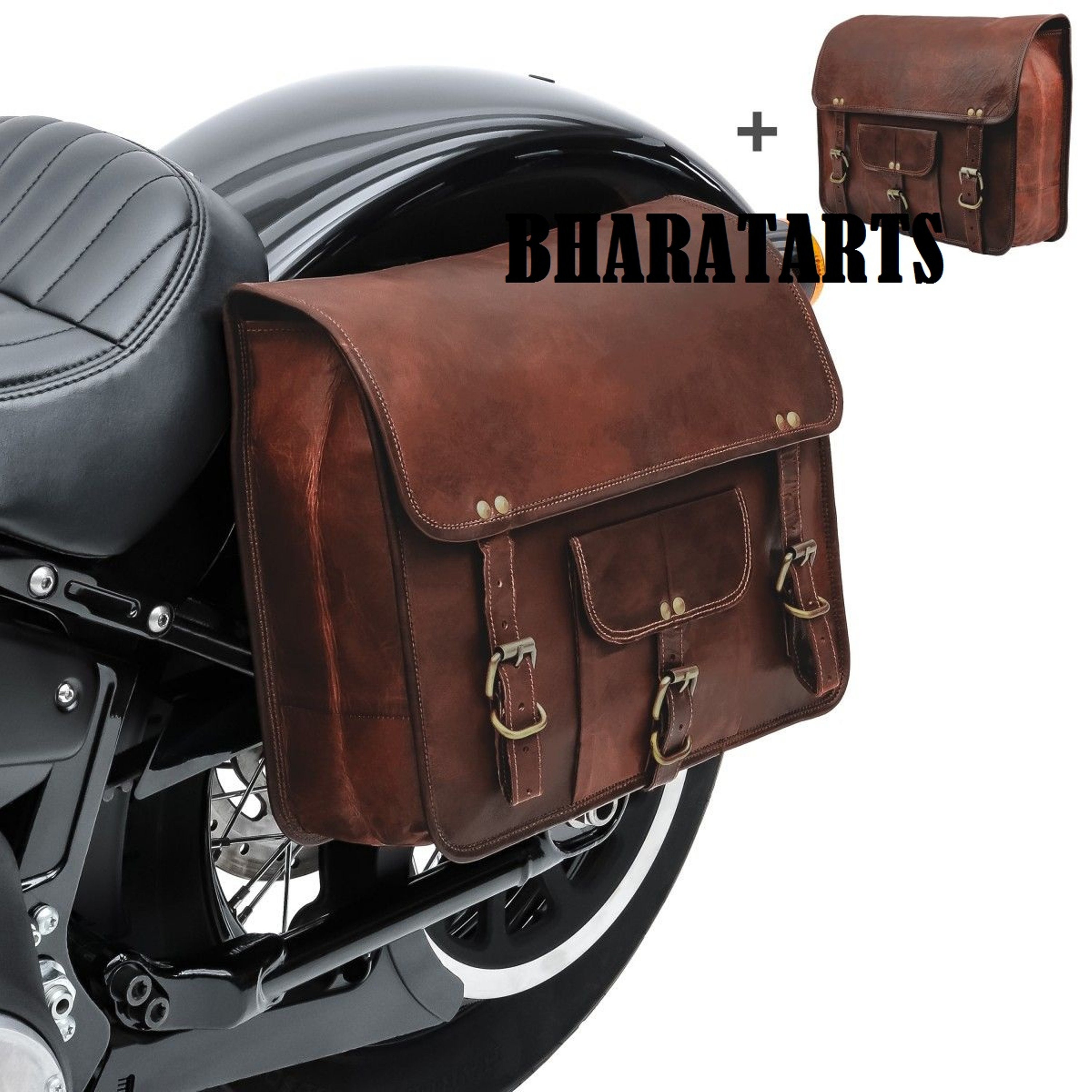 Leren motortassen zadeltas leren fietstas set van 2 motor zijtas
