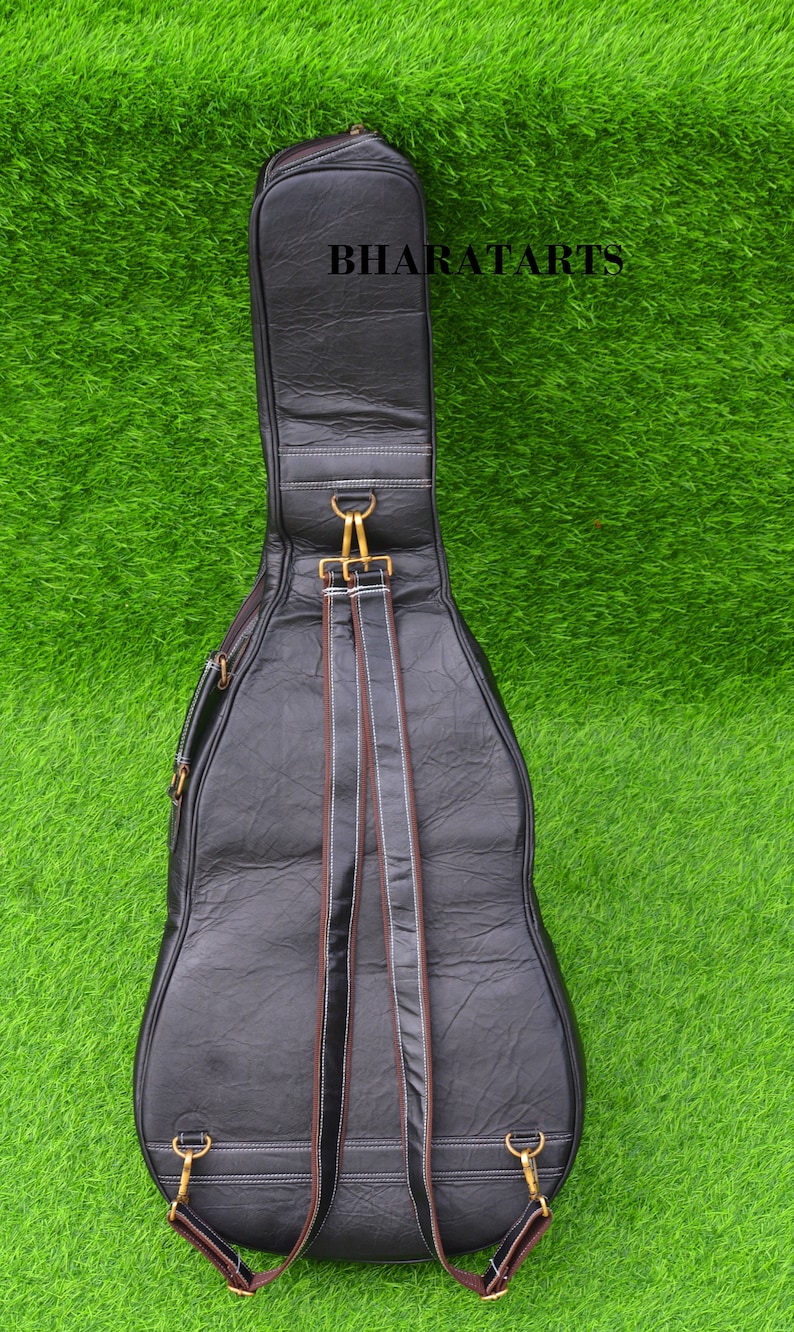 Leather Guitar Case Soft Case Guitar Bag Black Leather Case Etsy