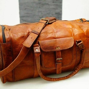 Sac polochon en cuir personnalisé 61 cm, sac de week-end en cuir, fourre-tout en cuir, sac de voyage, polochon de vacances, sac à main