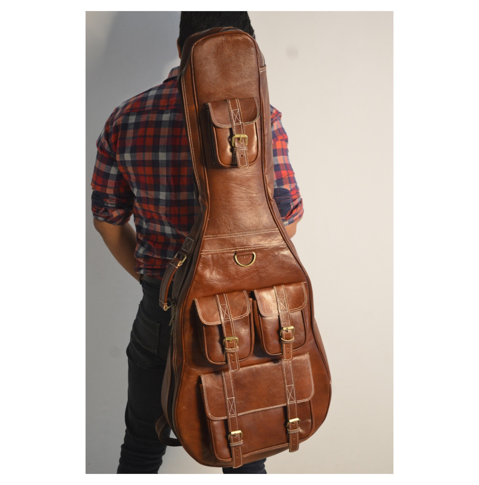 Leather Guitar Case Soft Case Guitar Bag Leather Case Etsy