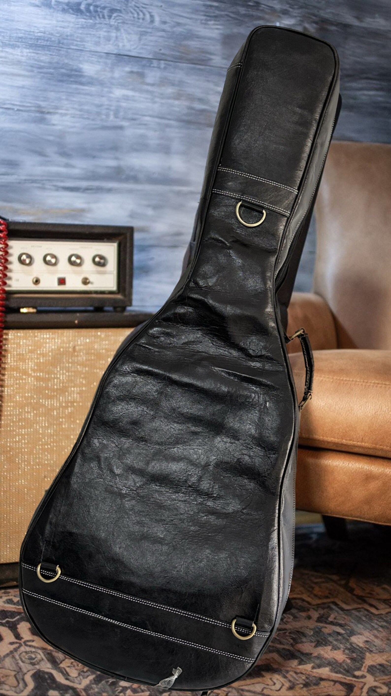 Leather Guitar Case Soft Case Guitar Bag Leather Case Etsy