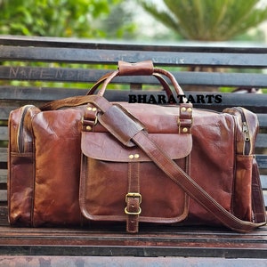 Handmade Personalized Leather Duffle Bag, Brown/black/tan Large Travel ...