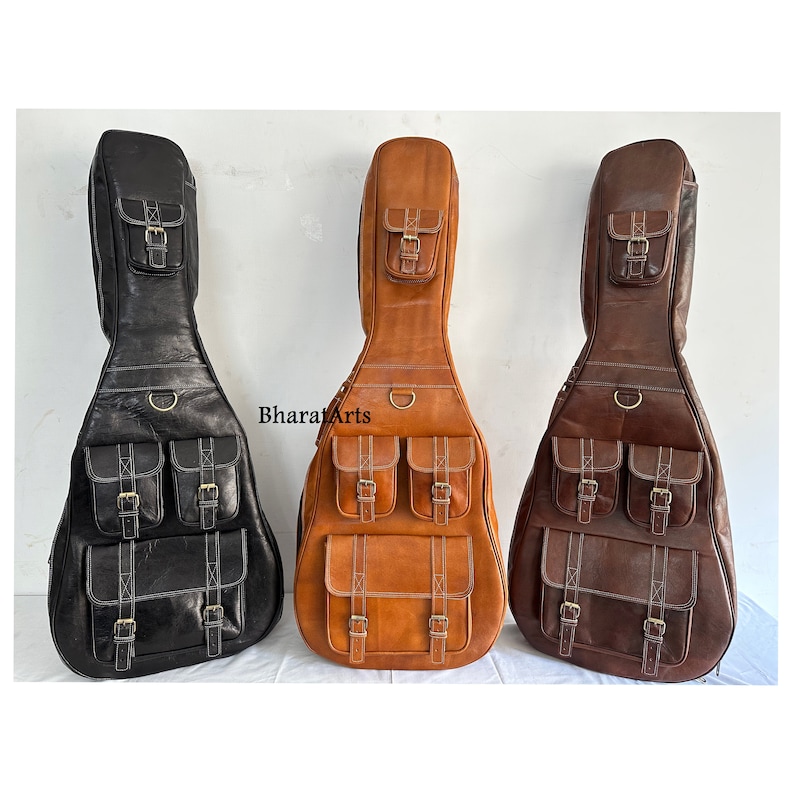 Leather Guitar Case Soft Case Guitar Bag Leather Case Etsy