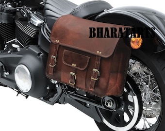 Leather motorcycle bags saddle bag leather bike bag set of 2 motorcycle side pouch Brown leather bag