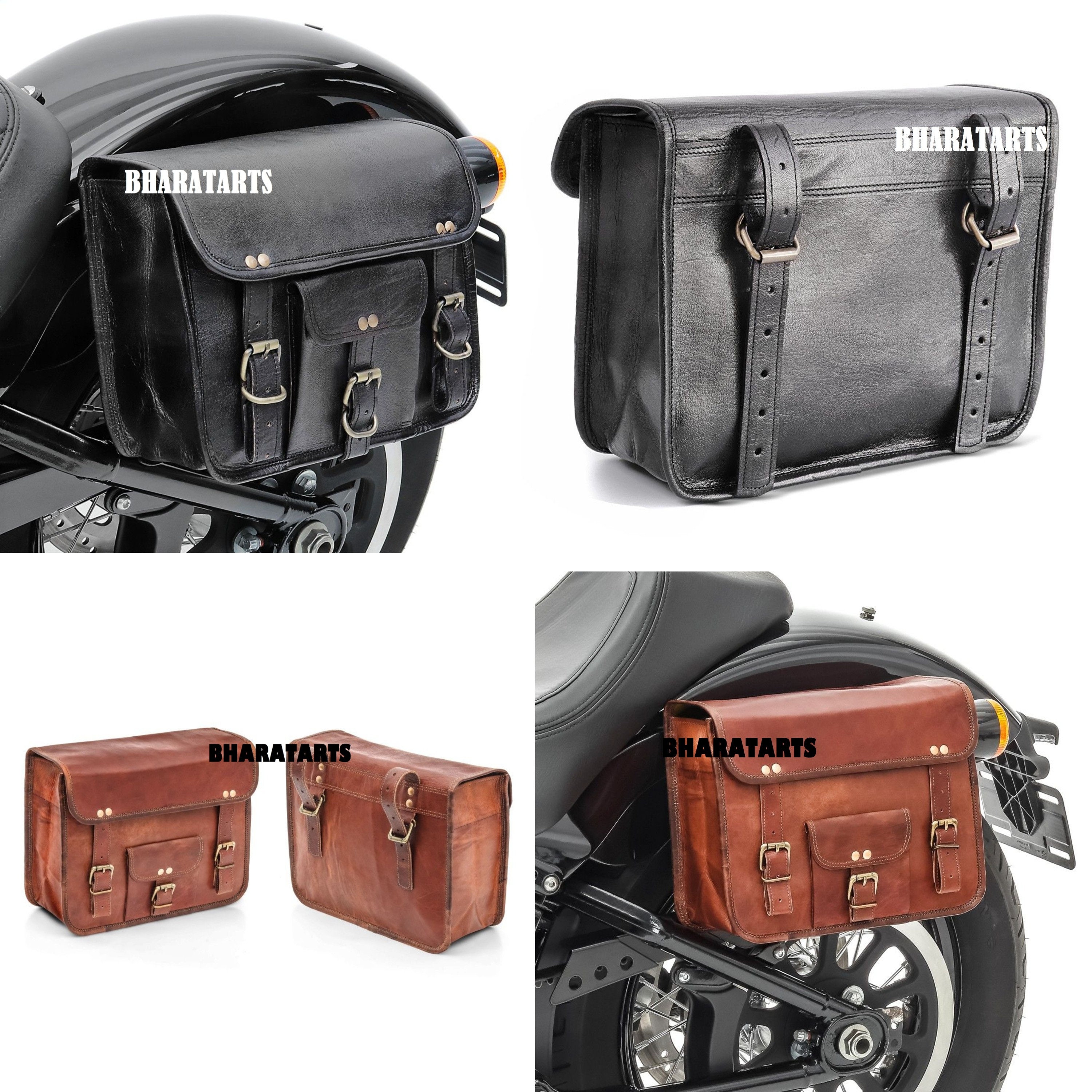 Leather Side Pouch Motorcycle Bag Saddlebags Handlebar Sissy | Etsy
