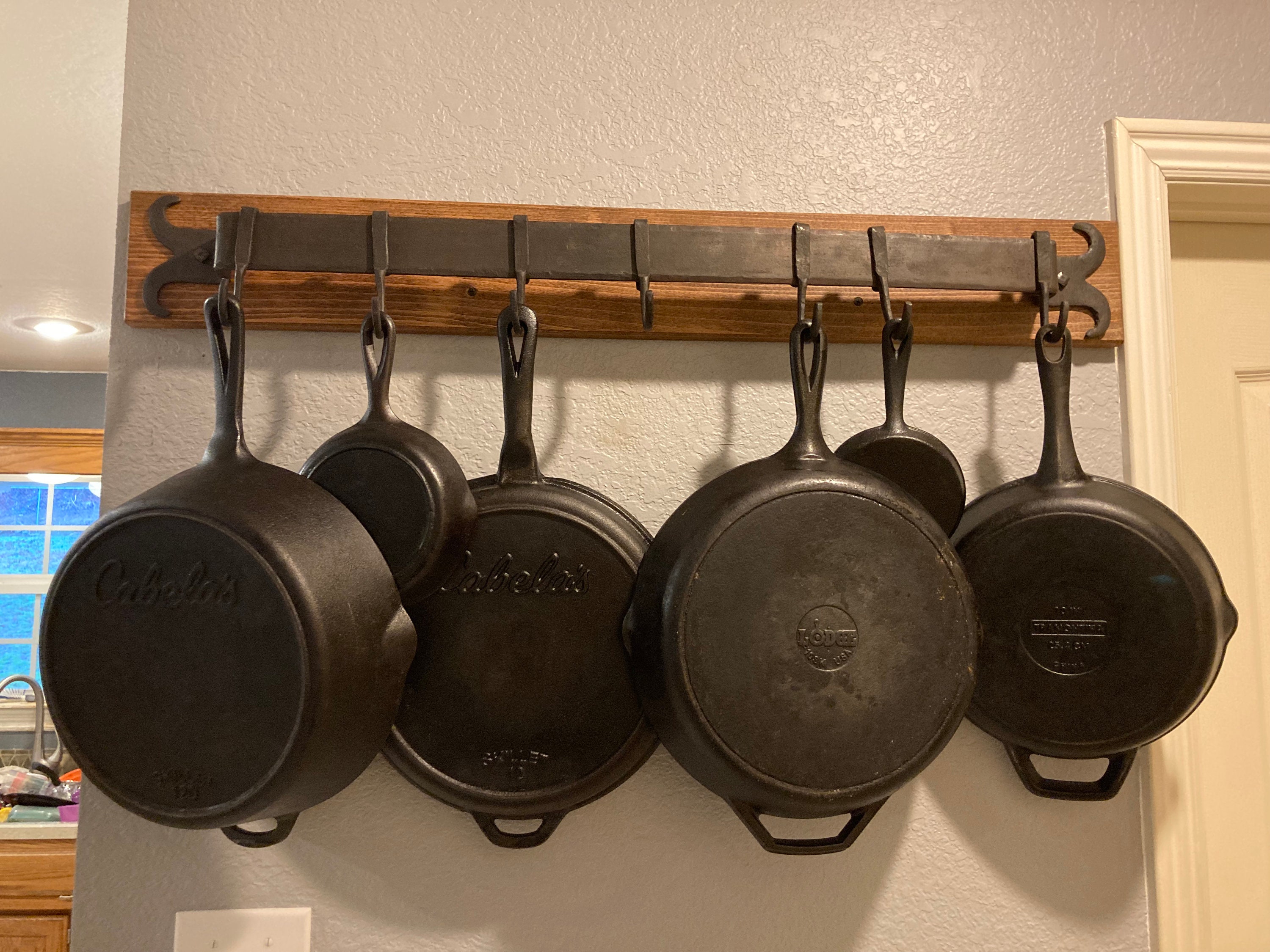 Pot Bar Rack Wall Mounted Pans Hanging Rail Kitchen Hanger with Hooks – Old  West Iron