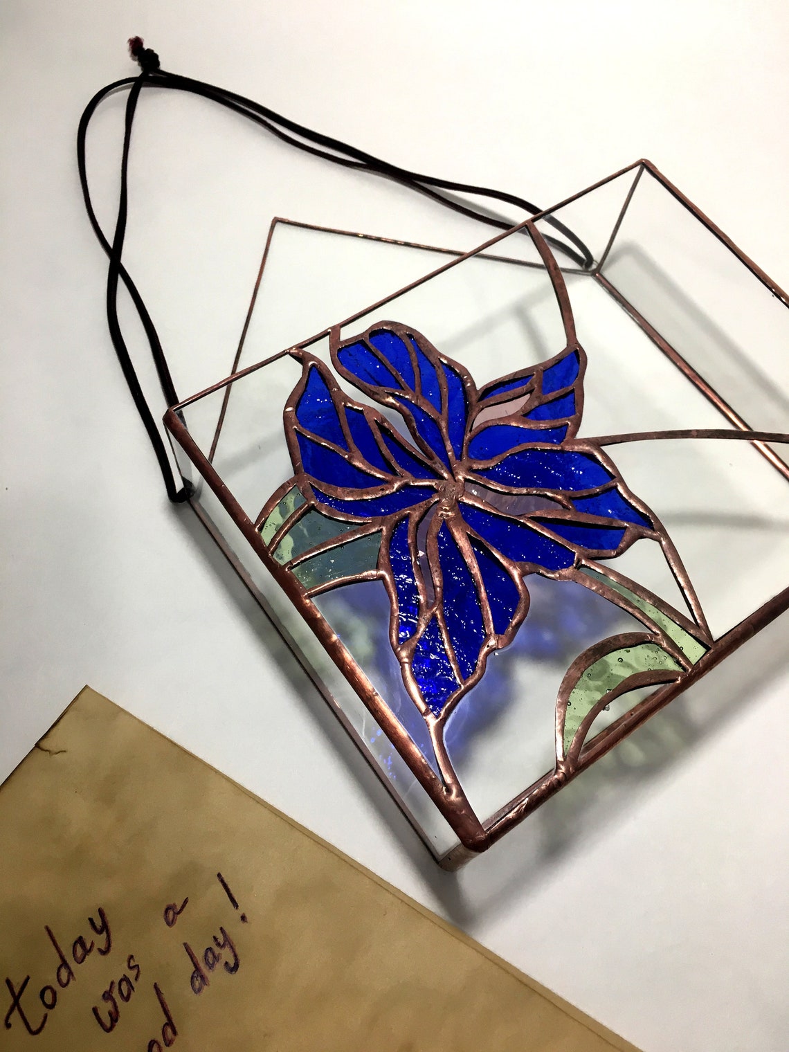 Stained glass envelope hanging storage storage box pencil Etsy