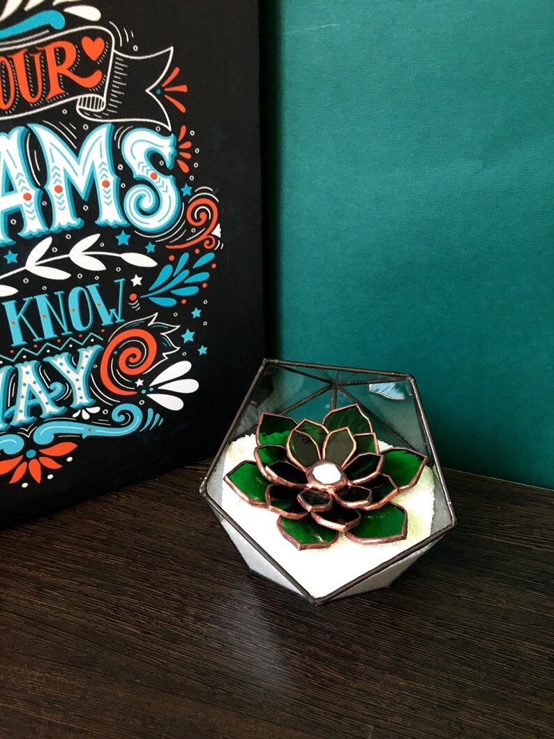 Stained glass succulent stained glass suncatcher for table decor