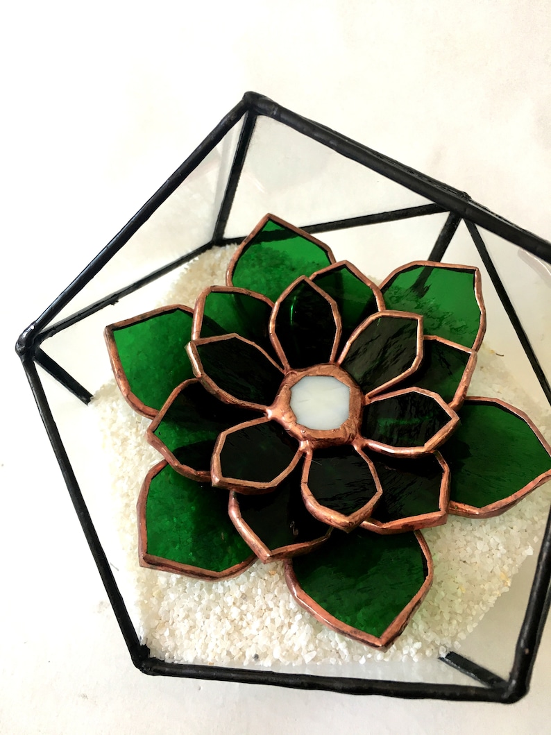 Stained glass succulent stained glass suncatcher for table decor