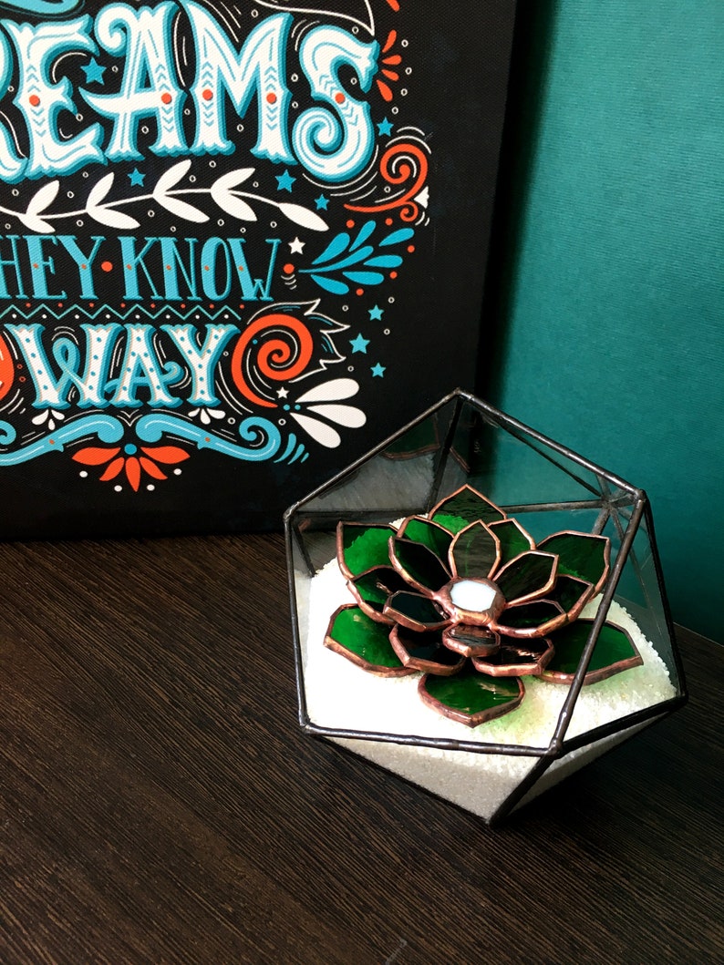 Stained glass succulent stained glass suncatcher for table decor