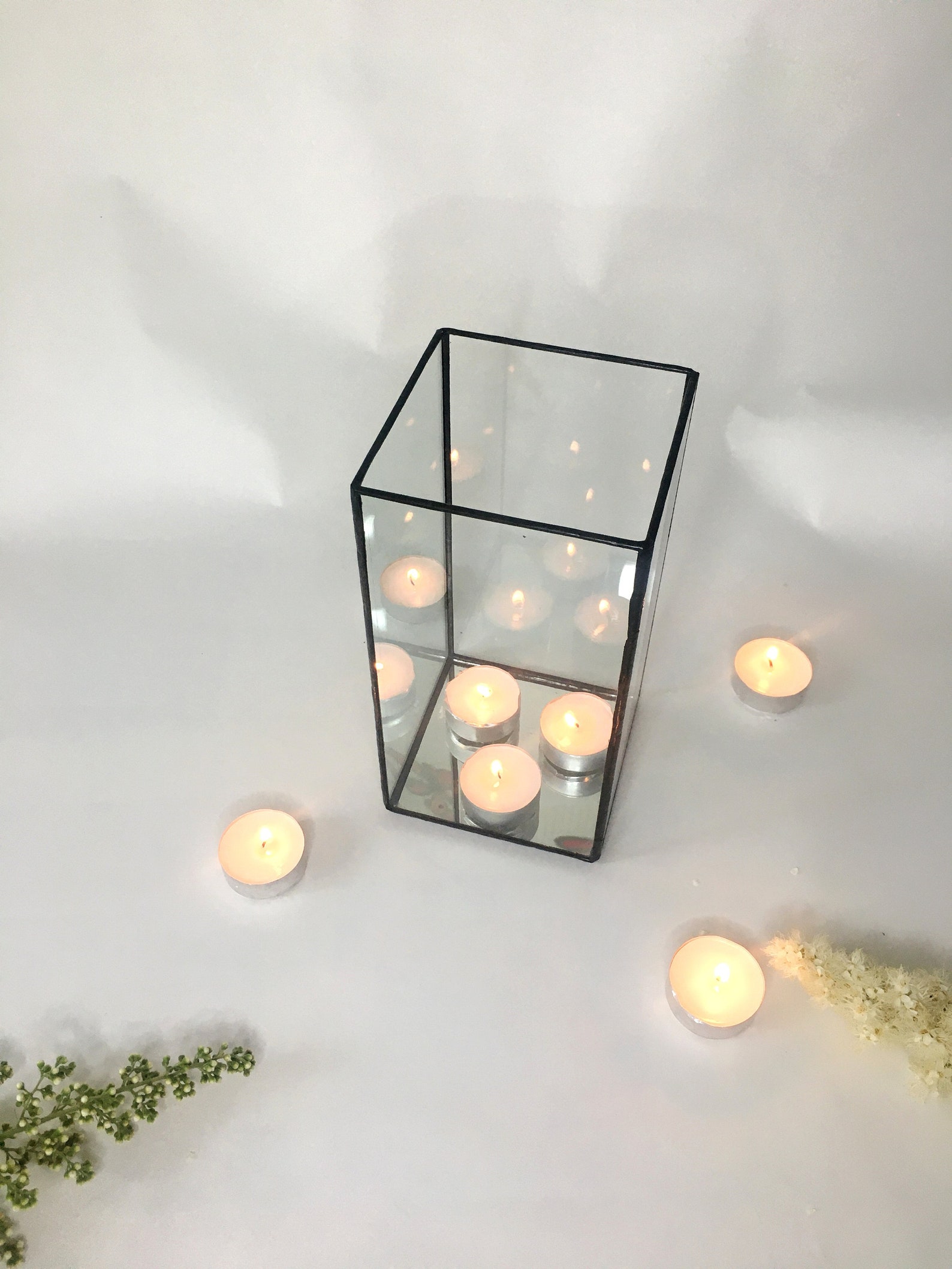 Geometric candle holder cube hurricane lamp geometric glass Etsy