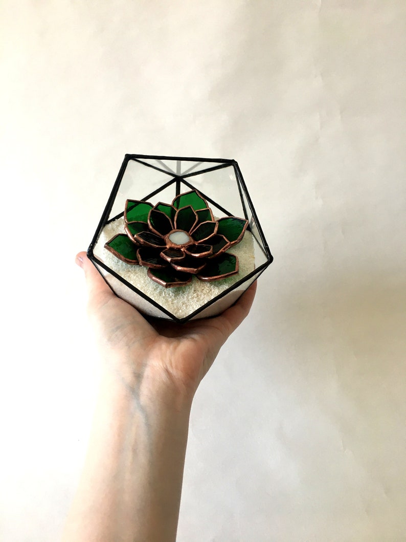 Stained glass succulent stained glass suncatcher for table decor