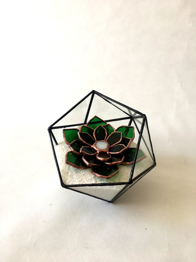 Stained glass succulent stained glass suncatcher for table decor