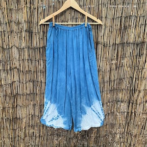 Sz. Extra Large Hand Dyed Shibori Natural Dye Indigo Capri Pants! Tie Dye Shibori Mystic Weaver Design!  size Women&#39;s XL