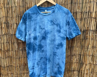 Sz. Extra Large Hand Dyed Shibori Natural Dye Indigo T-Shirt!  size XL