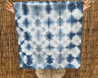 Hand Dyed Shibori Natural Dye Indigo Kitchen / Hand / Tea Towel! Altar & Tarot cloth! Tie dye Dazzling Daimonds design!